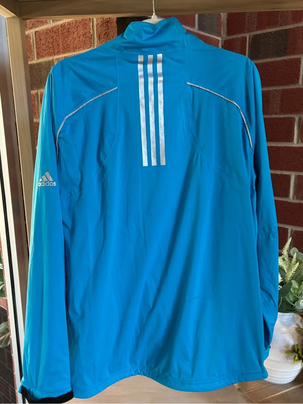 Adidas Jacket Men’s Medium Blue CLIMAPROOF Full Zip Windbreaker Golf Lightweight